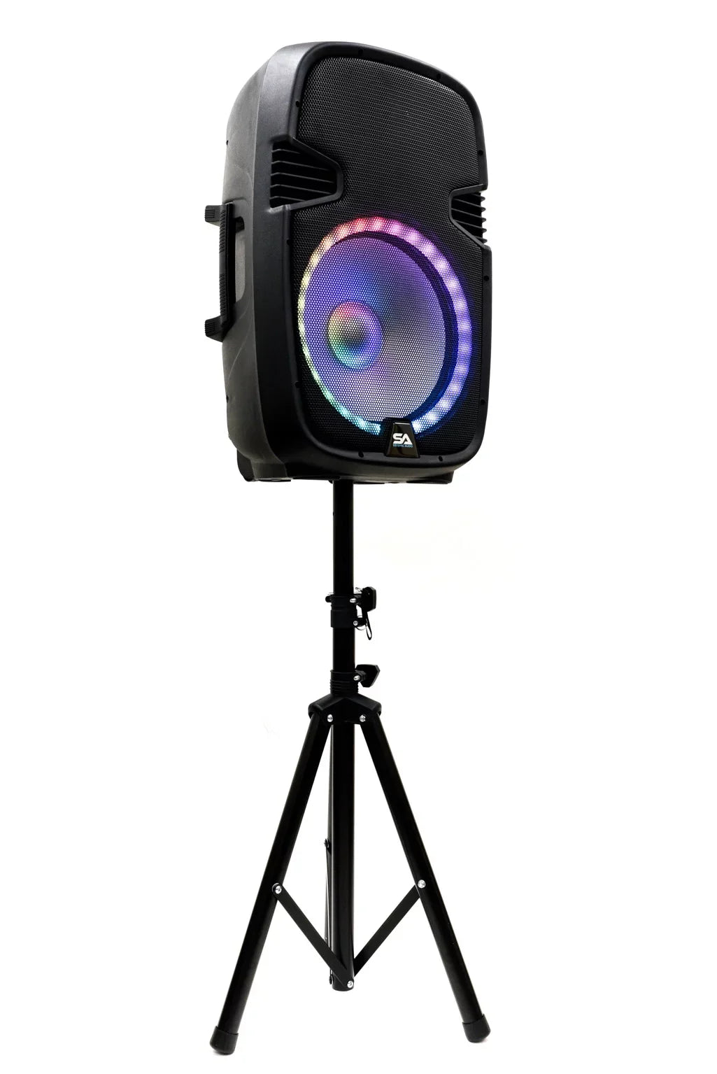 Seismic Audio - Active 15 Inch  Home Karaoke Bluetooth Party Speaker  System with Stand,  Lights, Microphone, Cable and Remote
