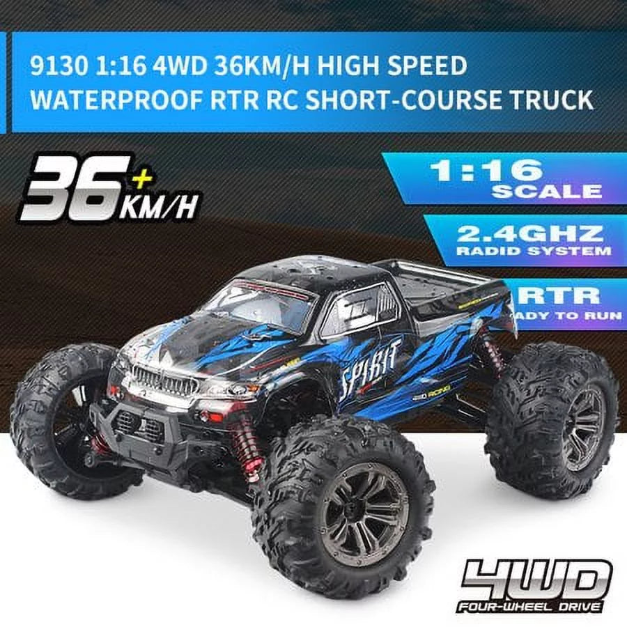Hosim 1:16 Scale 36+ kmh High Speed  Trucks for Adults - 4WD Electric Off-Road Waterproof  Cars Radio Control Vehicle with 2 Batteries All Terrian  Monster Trucks for Boy
