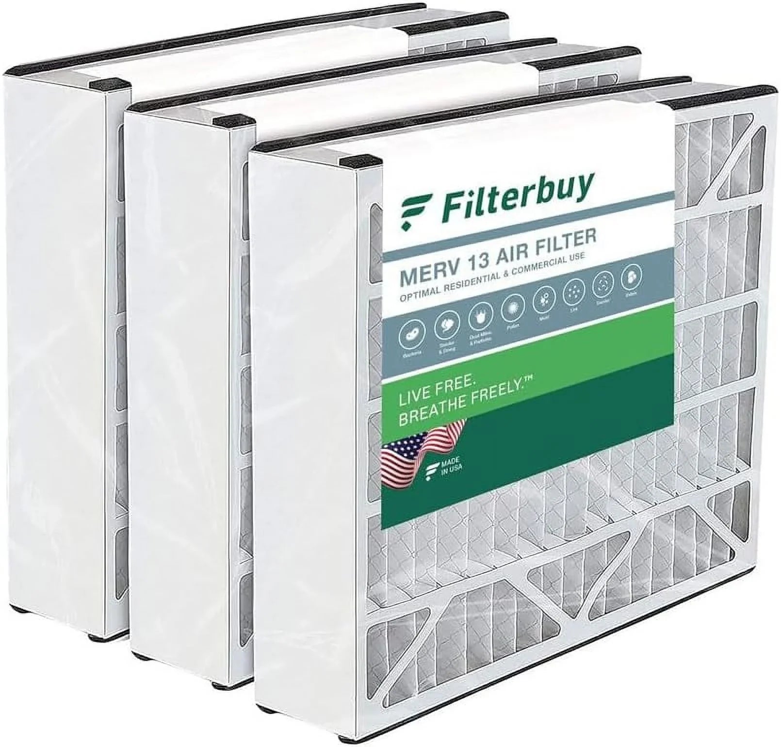 Filterbuy 16x25x3  13 Pleated   Furnace Air Filters for Trion Air Bear 255649-101 (3-Pack)