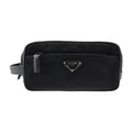 Pre-Owned  Prada second bag 2NA819 nylon leather black silver hardware clutch handbag triangle logo (Good)