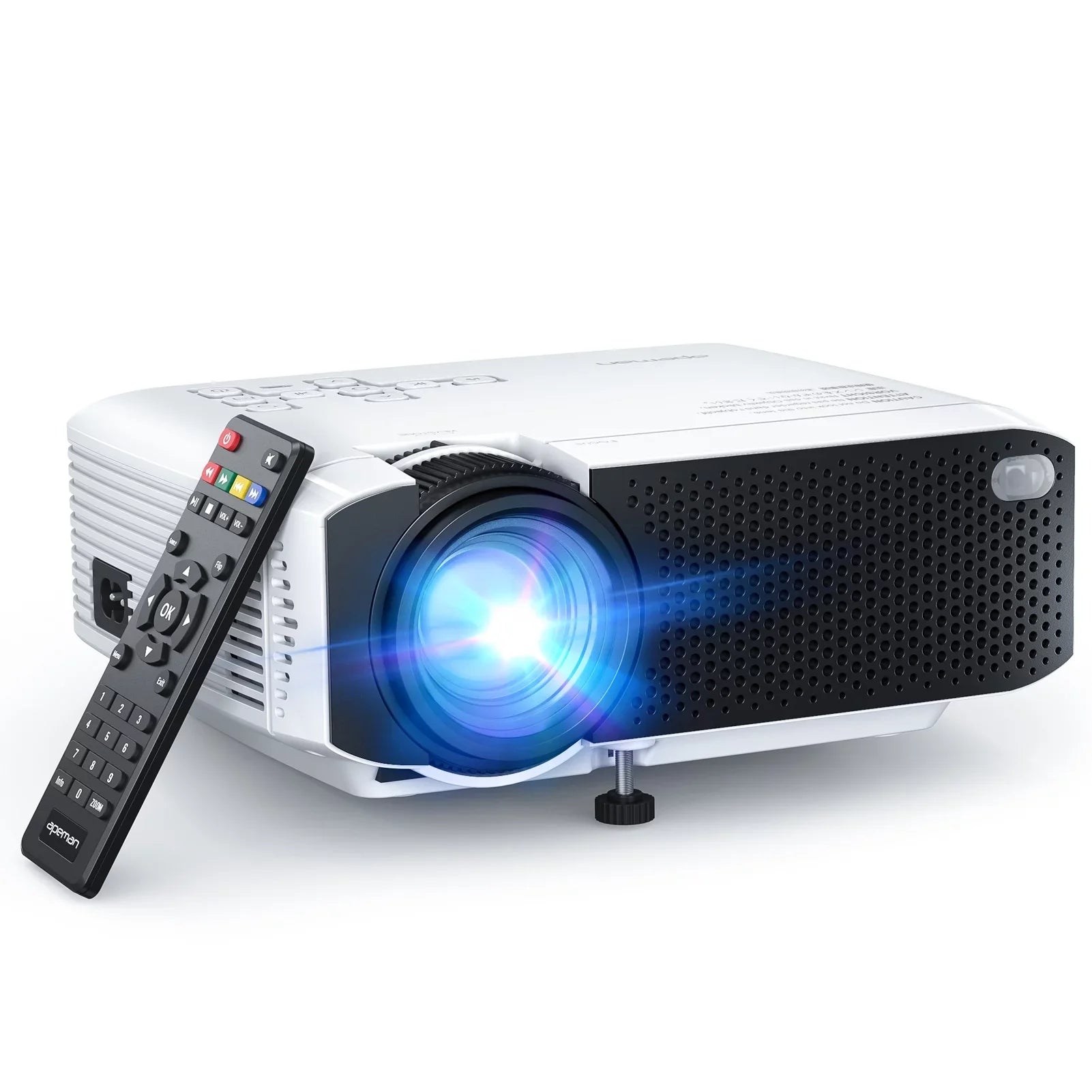 Apeman Mini Projector 1080P Supported,4500Lumens,180" Display,30,000Hrs .0, Compatible with Laptop/Smartphone