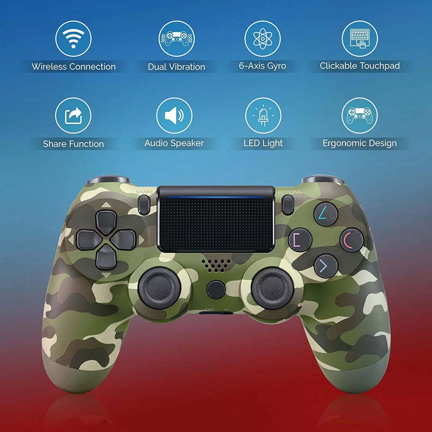 Wireless GamePad Compatible with Samsung Galaxy /S10e/+/ Plus/10 5G/Lite Controller Plus 1;000 Battery/Built-In Speaker/Gyro/Remote BlueTooth Slim (Green Camo)