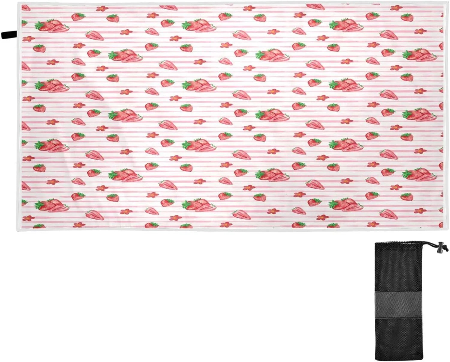 Bestwell Red Strawberry Pink  Beach Towel Oversized Towel Blanket, Thin Lightweight Microfiber Sand Free Quick Dry Towel, 30”” Multipurpose Pool Bath Yoga Swim Shower Towel