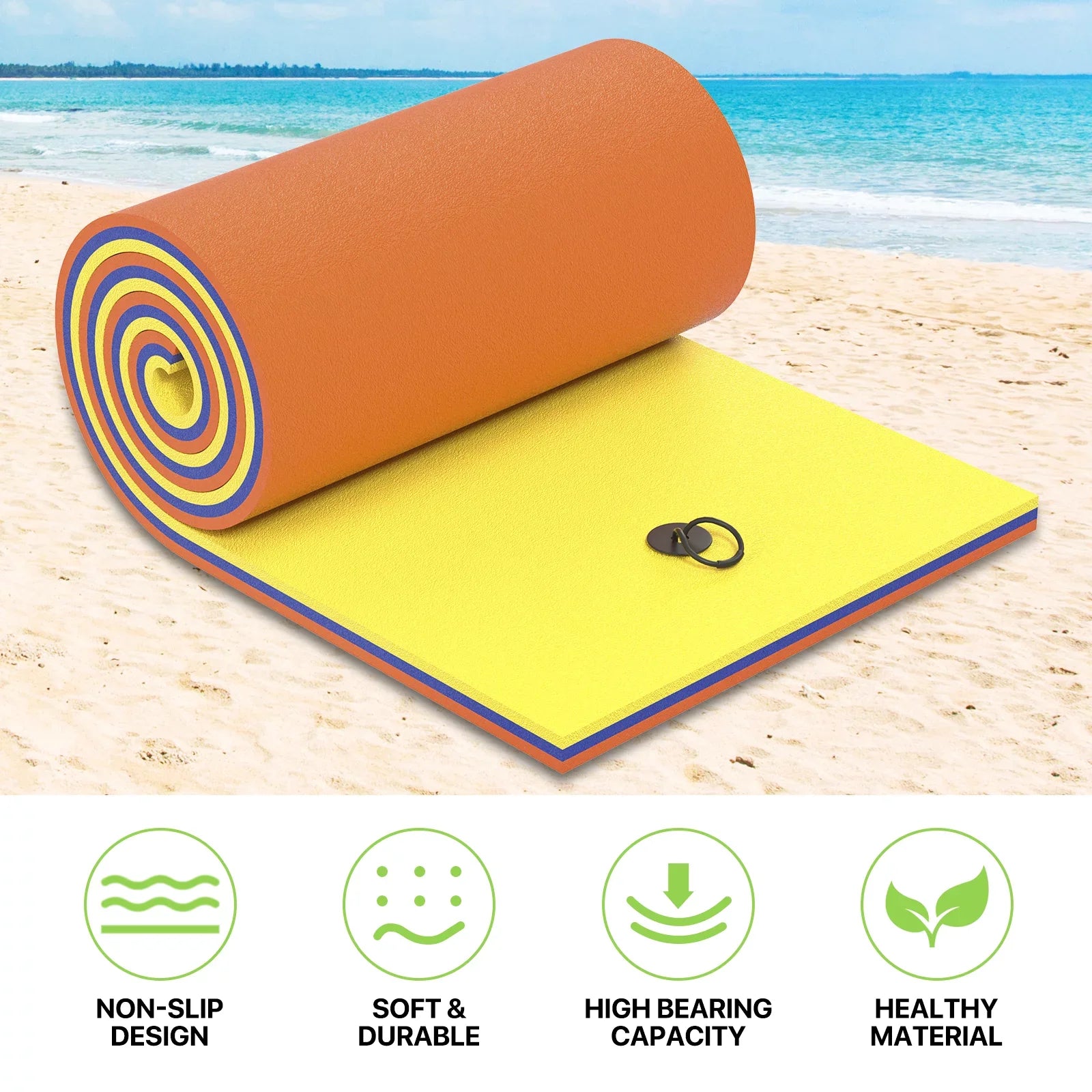 Magshion 9' x 3' Water Floating Mat, 3-Layer Tear-Resistant  Foam Water Floating Pad Lily Pad for Pool Lake River Ocean Outdoor Water Activities, Yellow