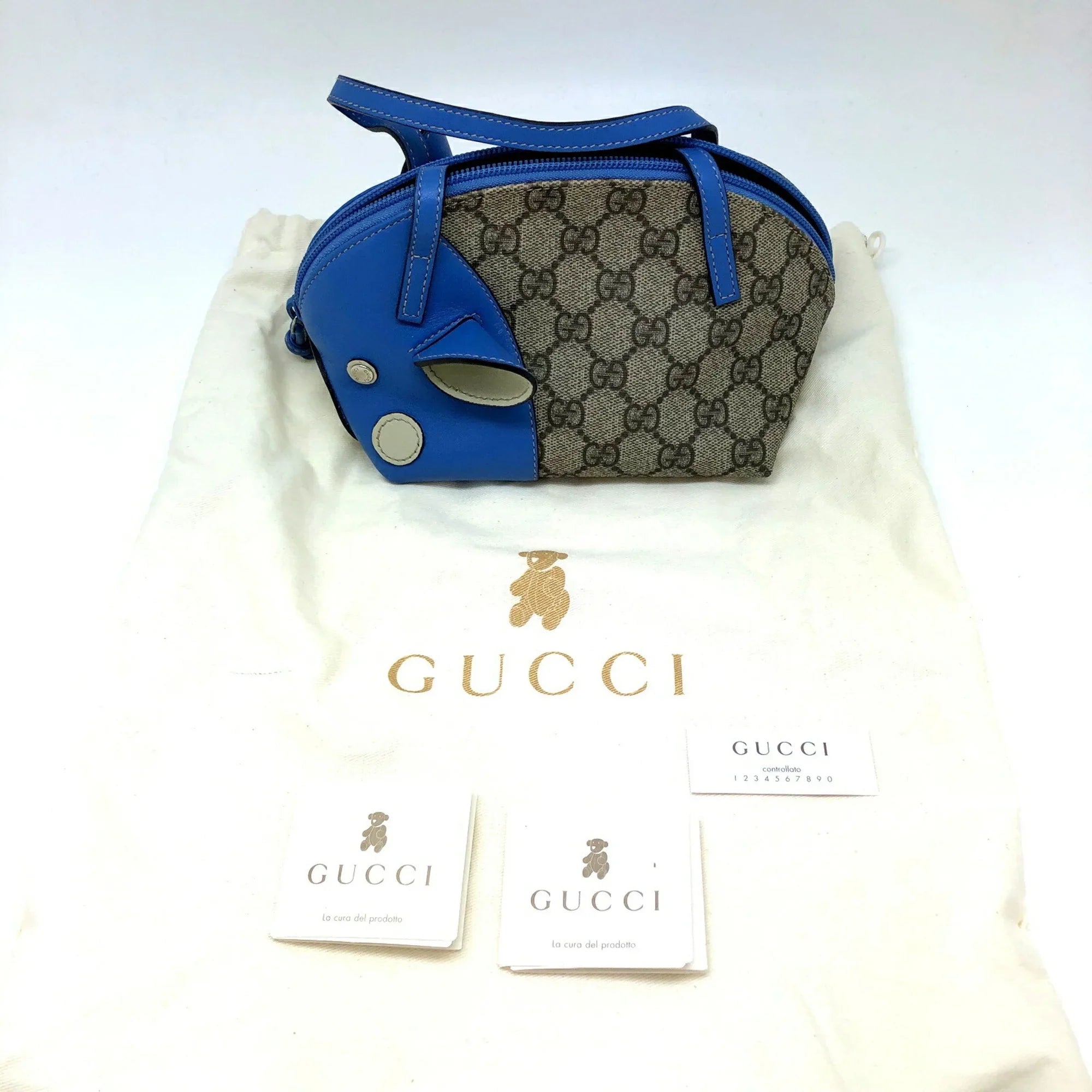 Pre-Owned  Gucci Handbag 271093  Pattern Pig Leather Beige Blue Ladies   (Good)