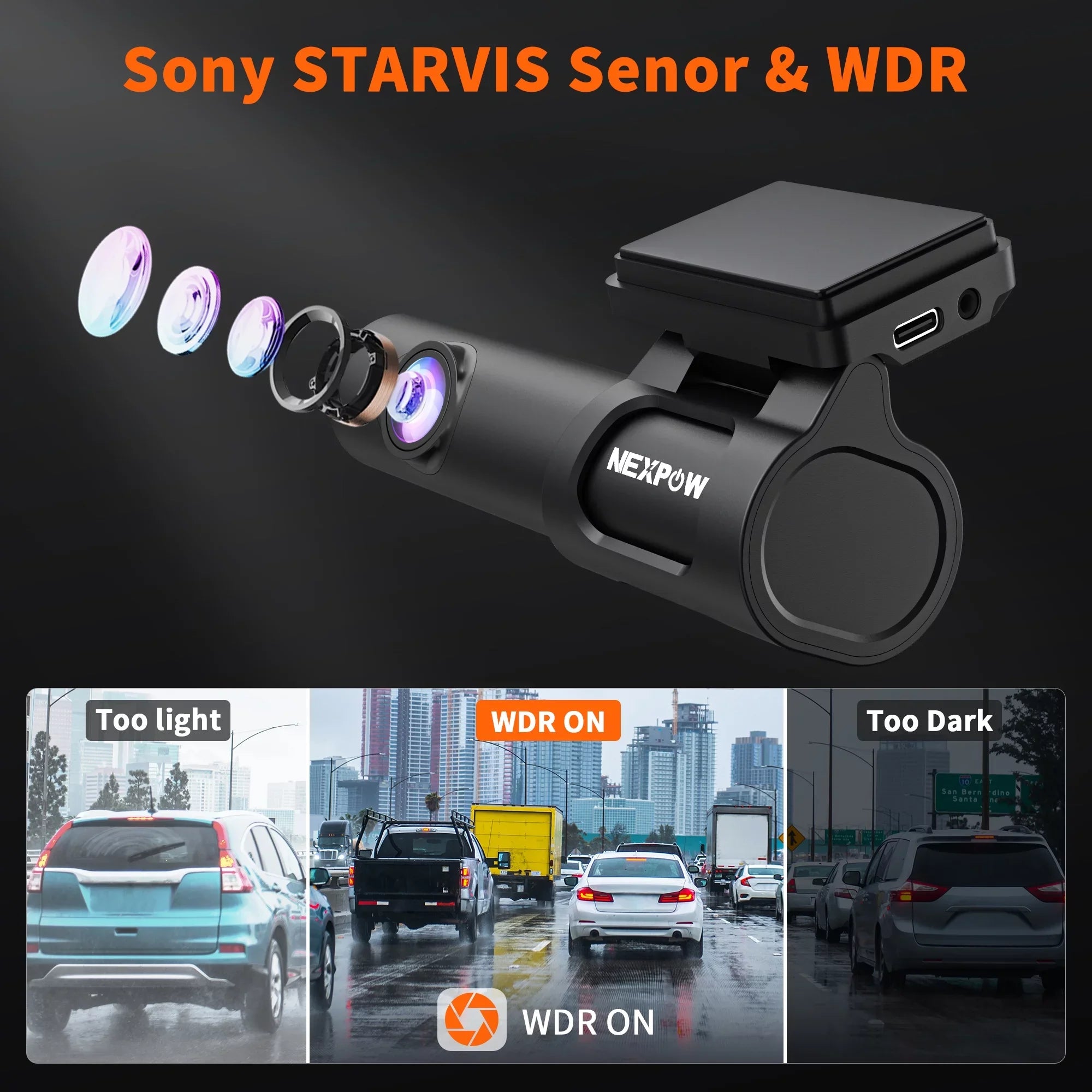 Dash Cam, 4K Dash Cam Front and Rear with Built-in , Car Camera with 1.47"  Screen, Night Vision, 170° Wide Angle, Super Capacitor, , 24H Parking Mode, Support 128GB Max