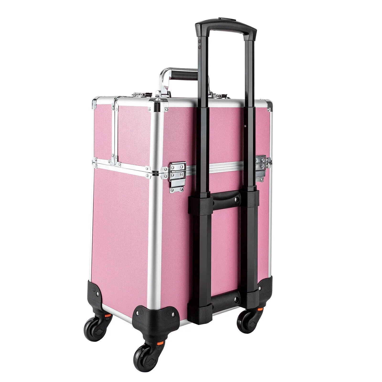 Miumaeov Rolling Makeup Train Case Cosmetic Trolley Cosmetic Case Professional Large Storage Organizer Salon Barber Case Travel Adjustable Dividers for Beauty Personal Care