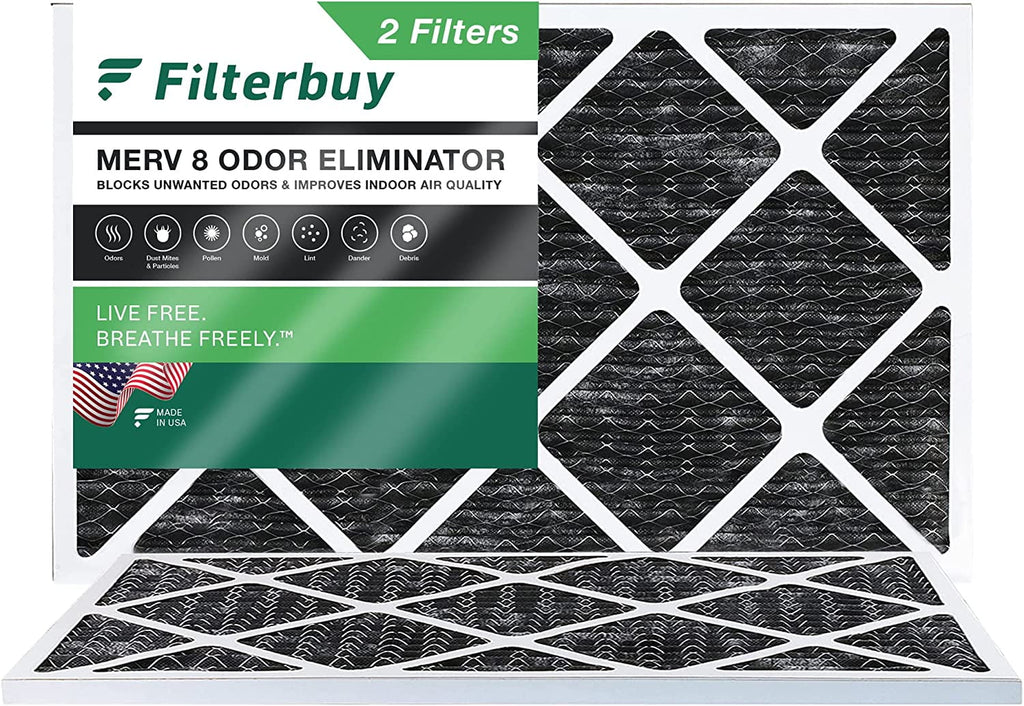 Filterbuy 12x24x1  8 Odor Eliminator Pleated   Furnace Air Filters with Activated Carbon (2-Pack)