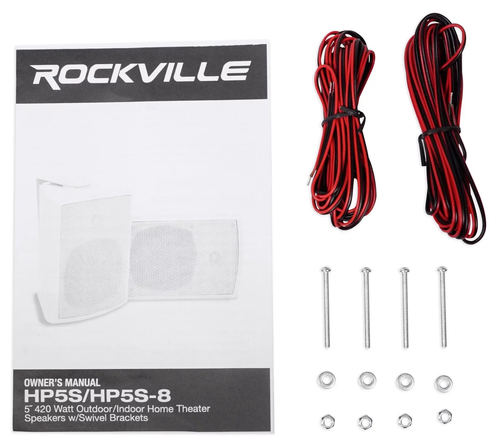 (8) Rockville -8 5.25" Outdoor/Indoor Home Theater Speakers+Swivel Brackets