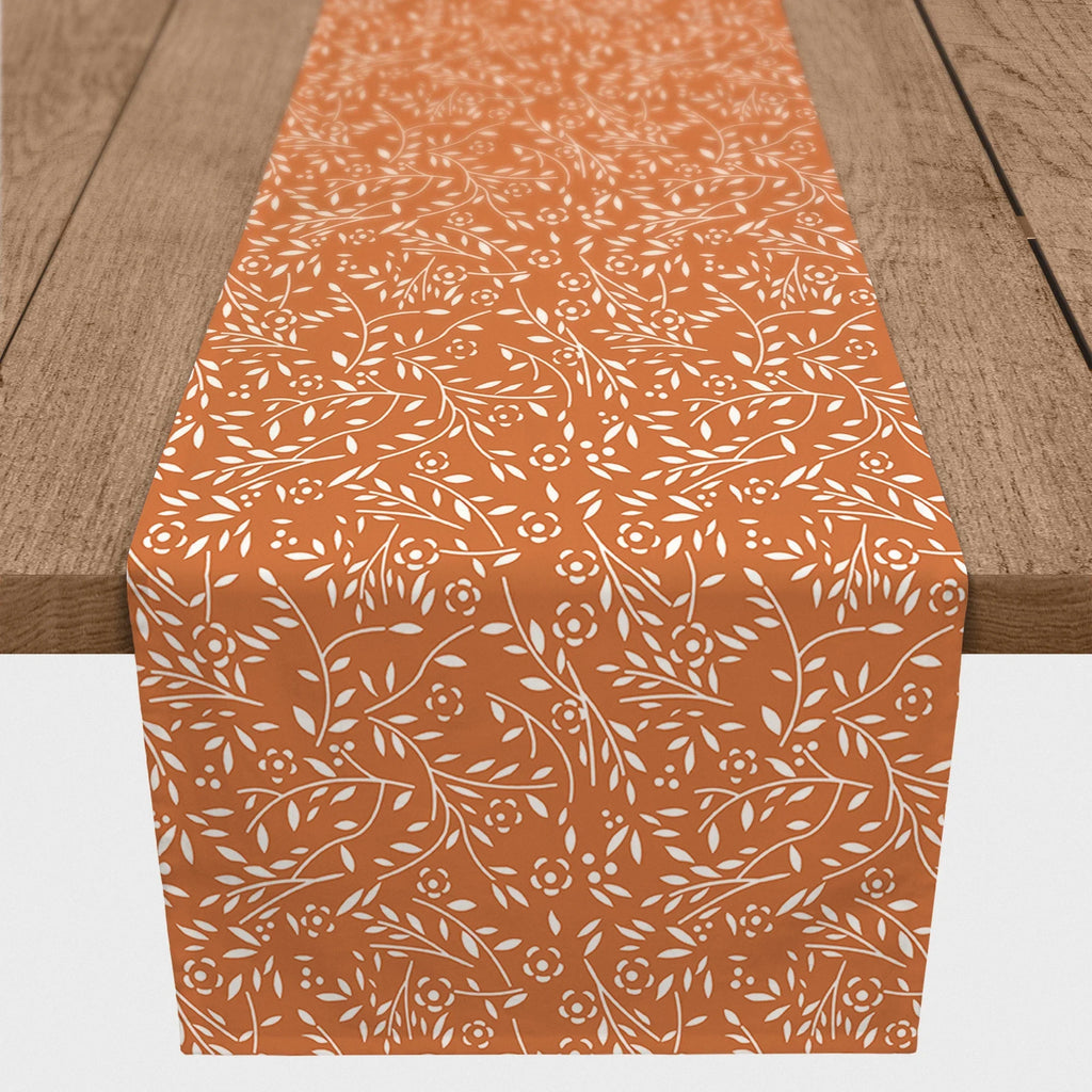 Creative Products Delicate Floral Pattern Orange 16x72 Poly Twill Table Runner