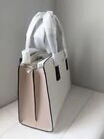 Perry Leather Warm Beige Blush 3 Comparts Satchel Bag Purse