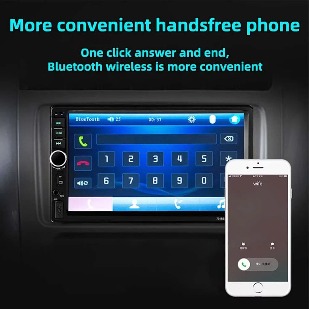 Car Radio Double Din Car Stereo 7 Inch Touch Screen with Bluetooth Mirror Link   Radio Audio Receiver with Backup Camera and Remote Control