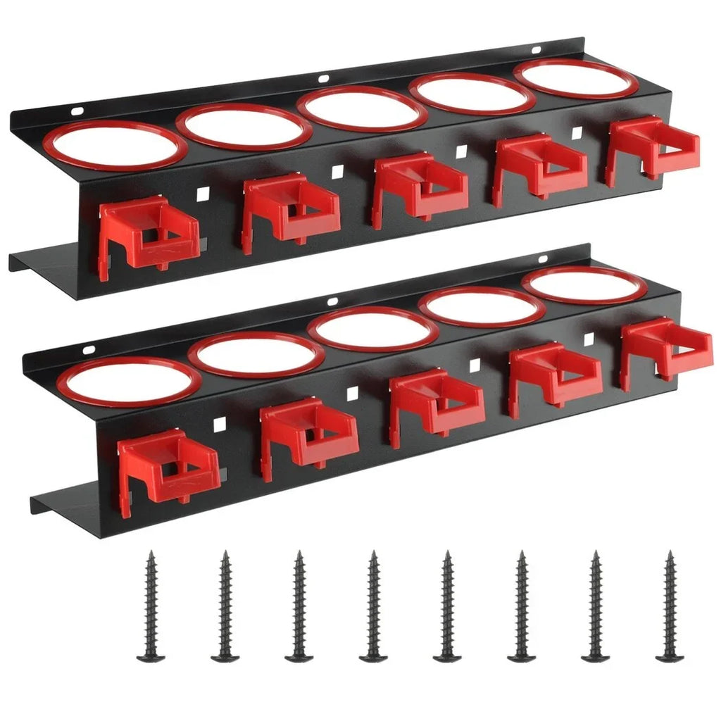 2Pcs Spray Bottle Storage Racks, Squeeze Bottle Holders, Wall Mount Organizers with 5 Holes & 5 Hooks, Auto Cleaning Detailing Tools Hangers, Car Beauty Shop Accessories