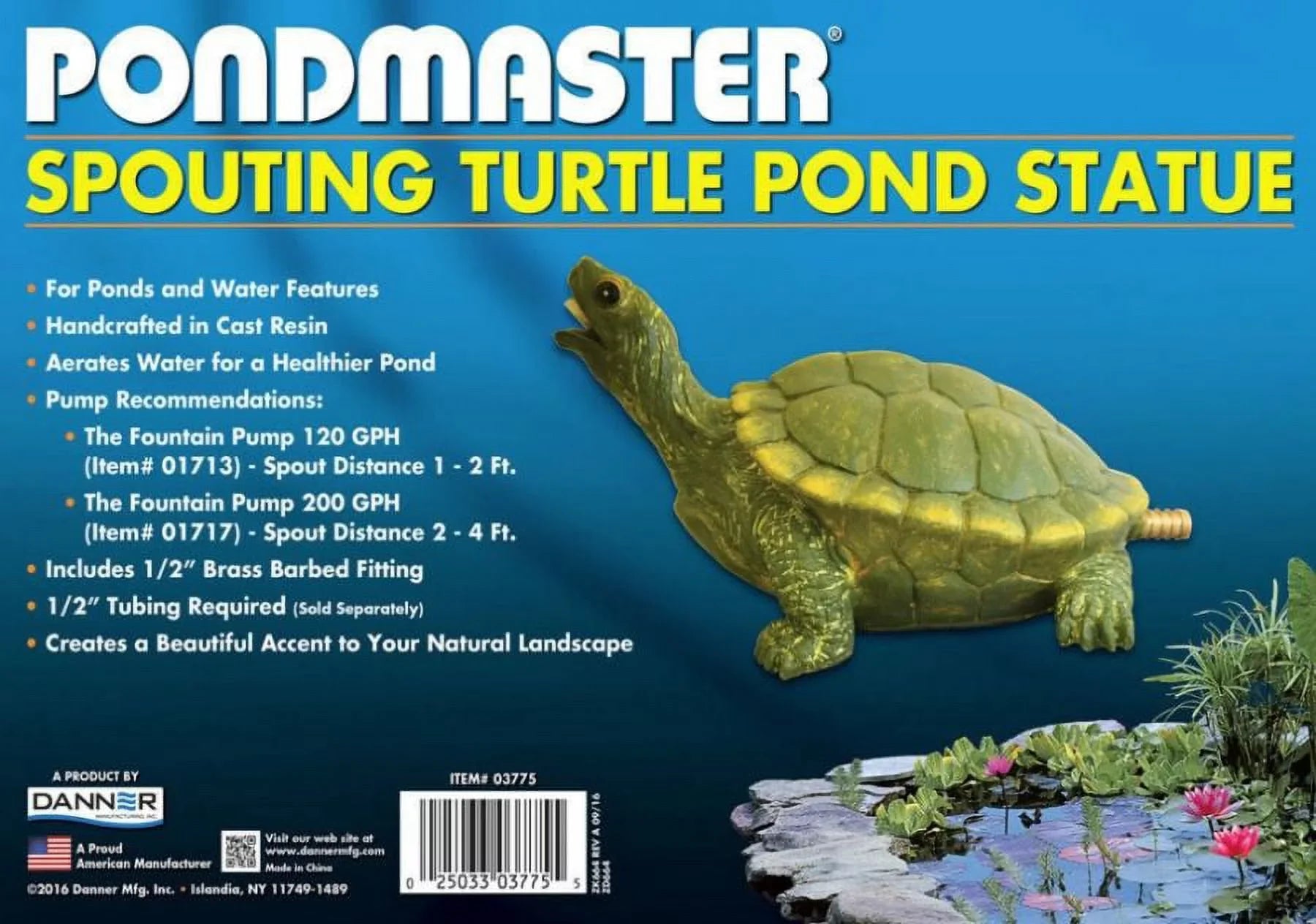 Pondmaster Resin Turtle Spitter 9" x 3.6" x 5.6" Pack of 4
