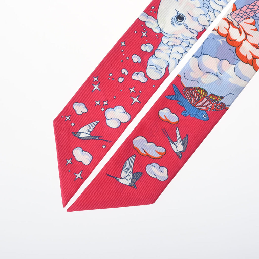 Pre-Owned  Twilly    Pink/Multicolor 063900S Women's 100% Silk Scarf Muffler (Good)