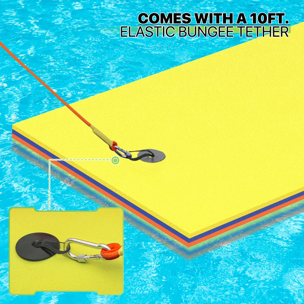 Magshion 9' x 3' Water Floating Mat, 3-Layer Tear-Resistant  Foam Water Floating Pad Lily Pad for Pool Lake River Ocean Outdoor Water Activities, Yellow