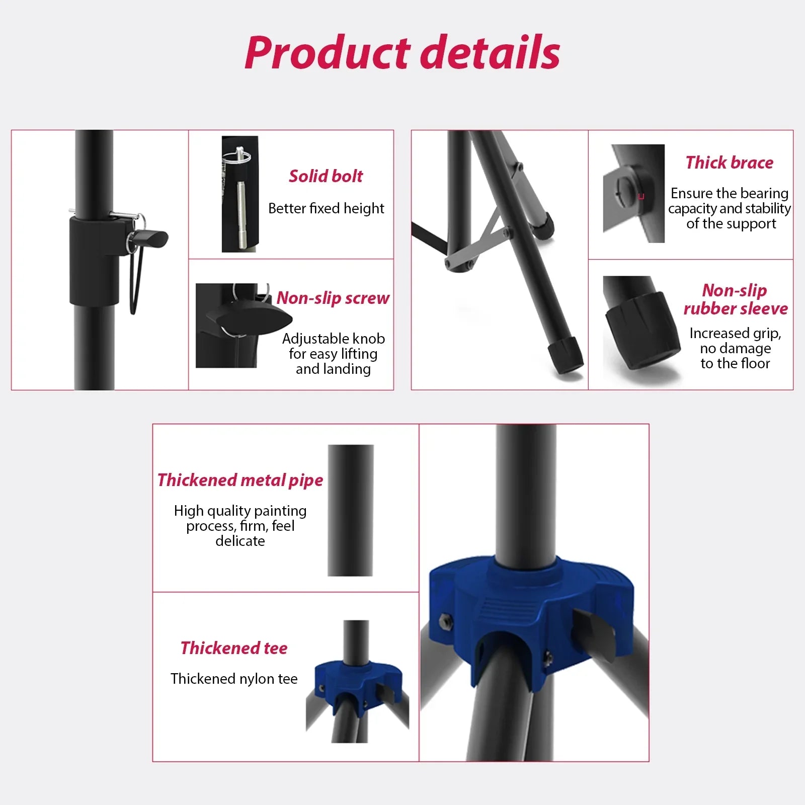 Bisofice Speaker Stand for Studio Speaker, Adjustable Height Tripod Stand with Non slip Base, Heavy Duty Bracket for Surround Sound Performance
