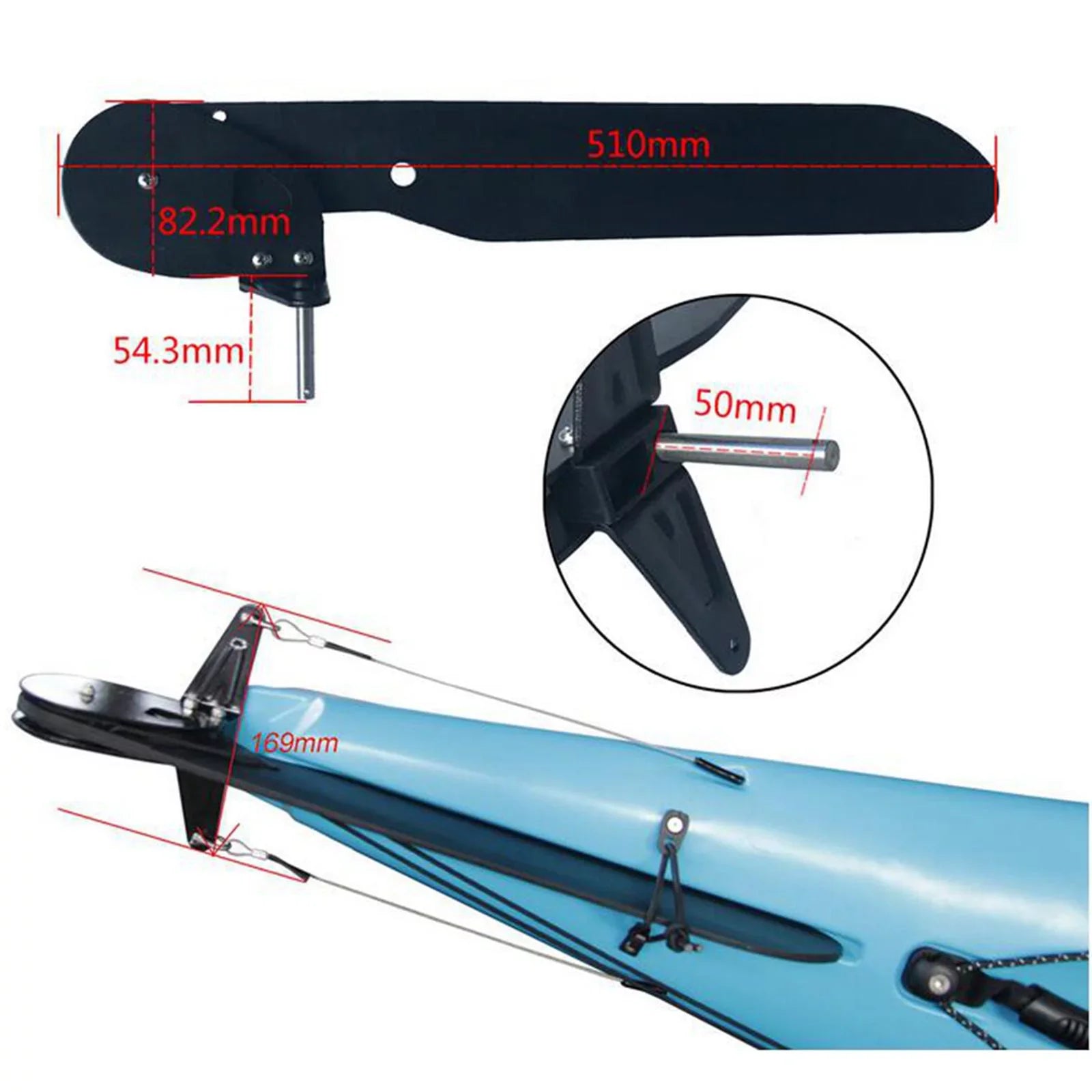 Kayak Rudder, Fishing Watercraft Canoe Nylon Boat Rudder Replacement Parts Foot Control Steering System for Kayak Accessories