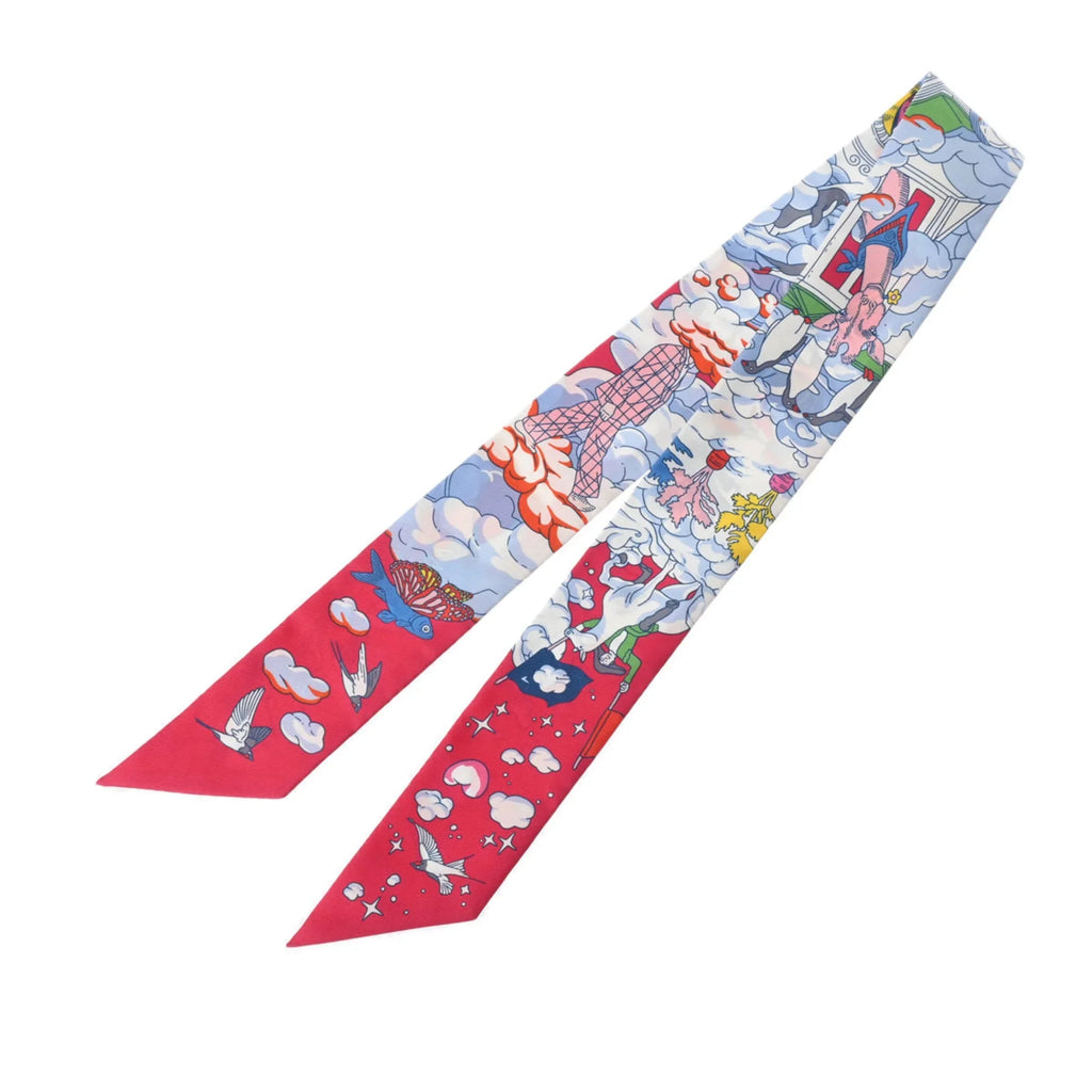 Pre-Owned  Twilly    Pink/Multicolor 063900S Women's 100% Silk Scarf Muffler (Good)