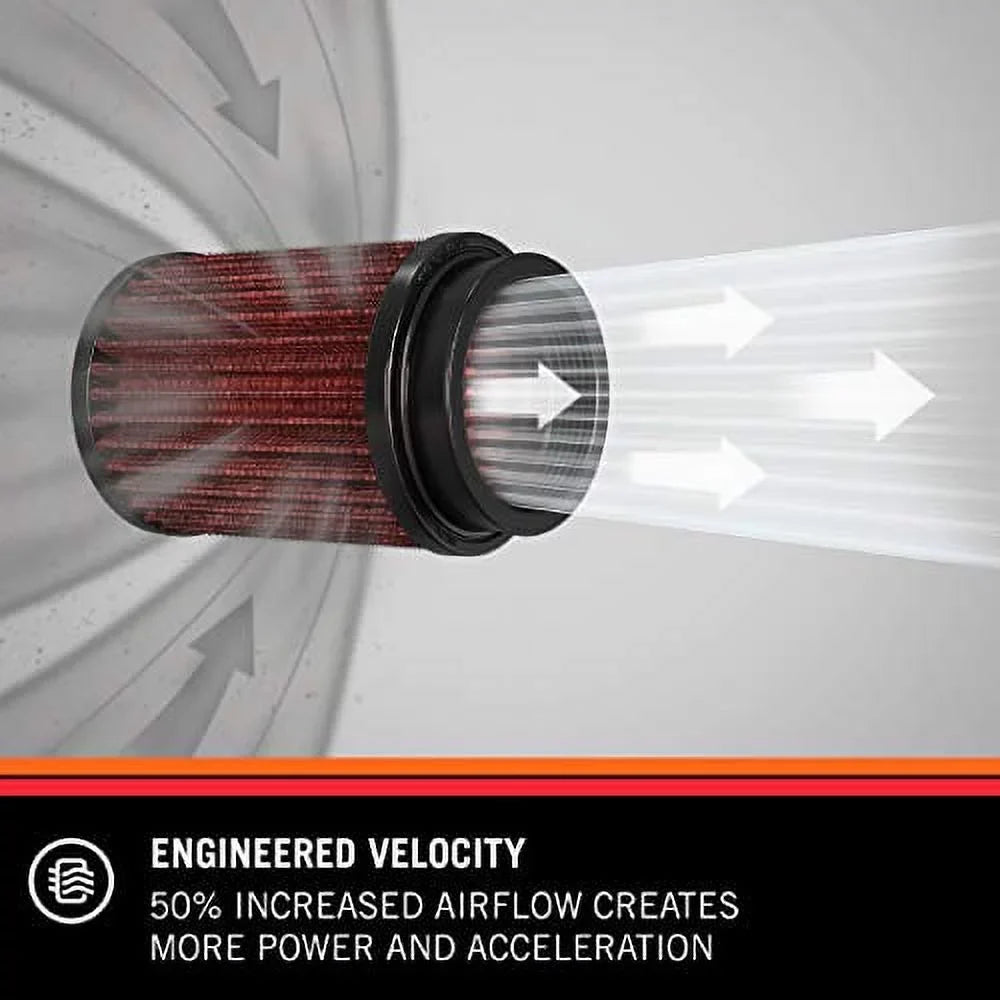 & Universal Clamp-On Engine Air Filter: Washable and Reusable: Round Tapered; 4 in (102 mm) Flange ; 7 in (178 mm) Height; 5.375 in (137 mm) Base; 4.375 in (111 mm) Top , -2590
