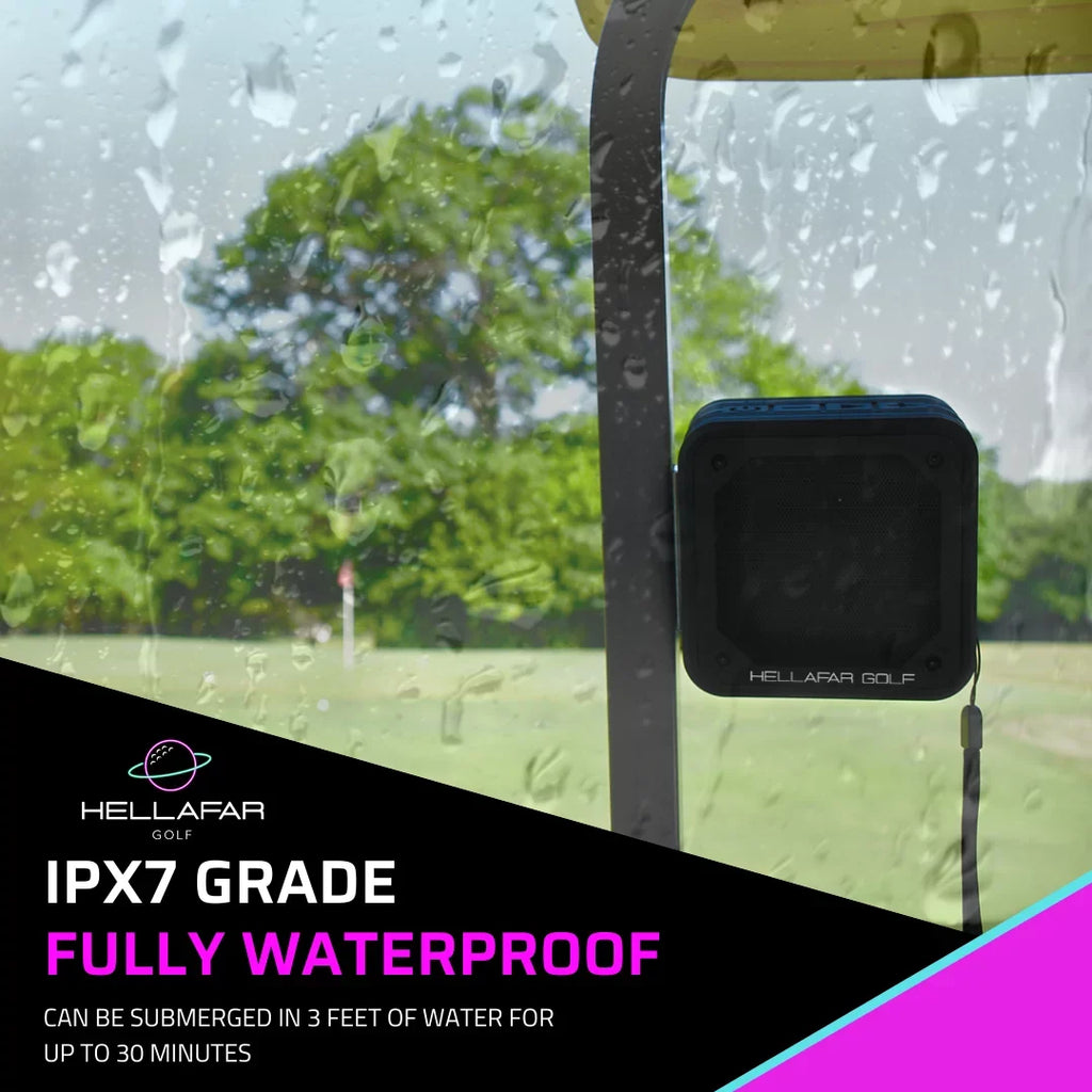 Hellafar Golf Speaker - Golf Cart Bluetooth Speaker, Magnetic Mounting System,  Waterproof, Black