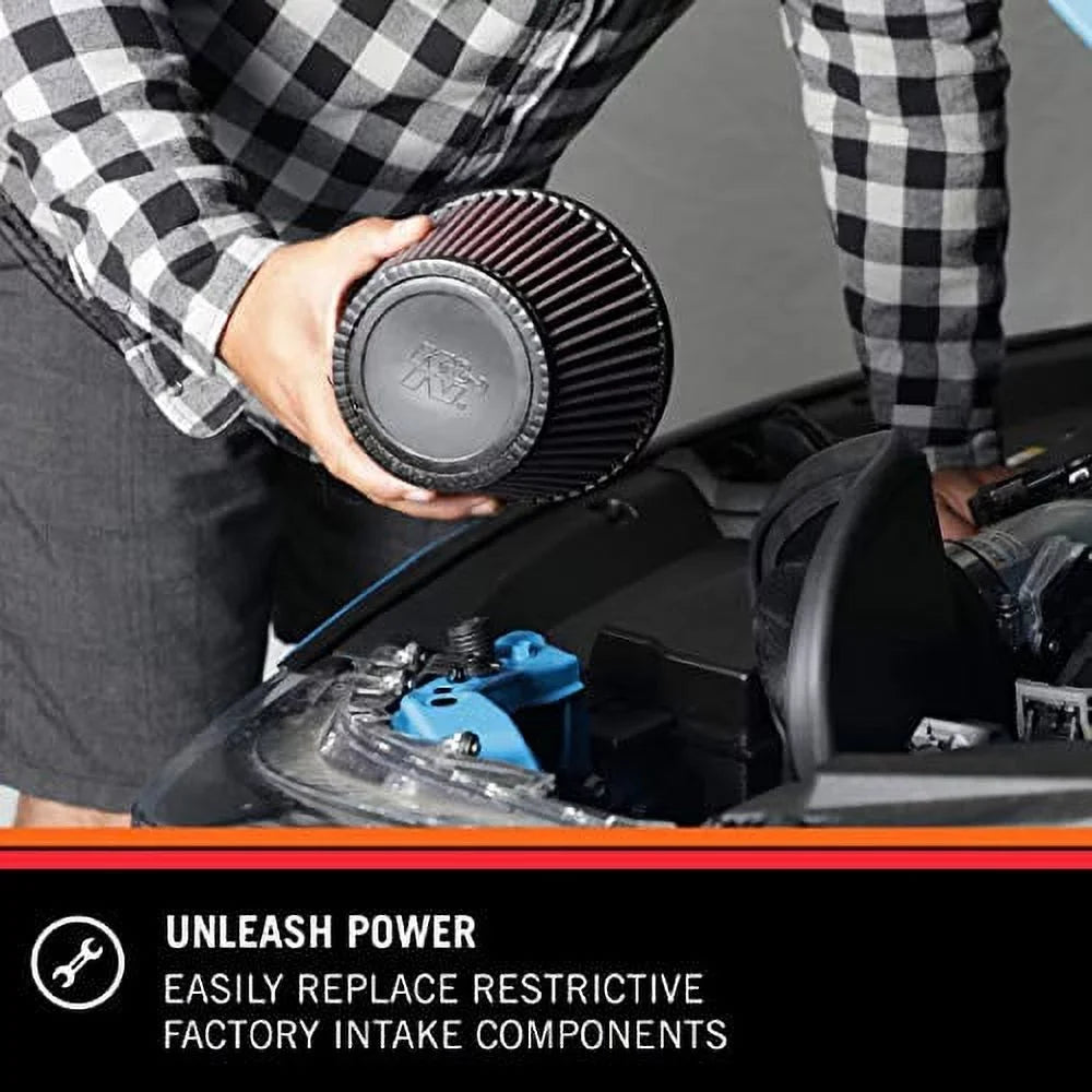 & Universal Clamp-On Engine Air Filter: Washable and Reusable: Round Tapered; 4 in (102 mm) Flange ; 7 in (178 mm) Height; 5.375 in (137 mm) Base; 4.375 in (111 mm) Top , -2590