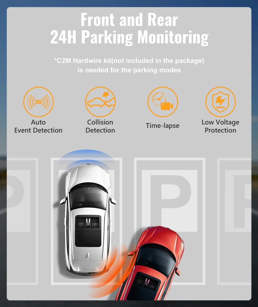 4K Dash Cam Front and Rear, Dual Dash Camera for Cars 4K+1080P -   Collision Avoidance Device, 2.4'' , Built-in 5G WiFi , , Loop Recording, Super Night Vision,   Update