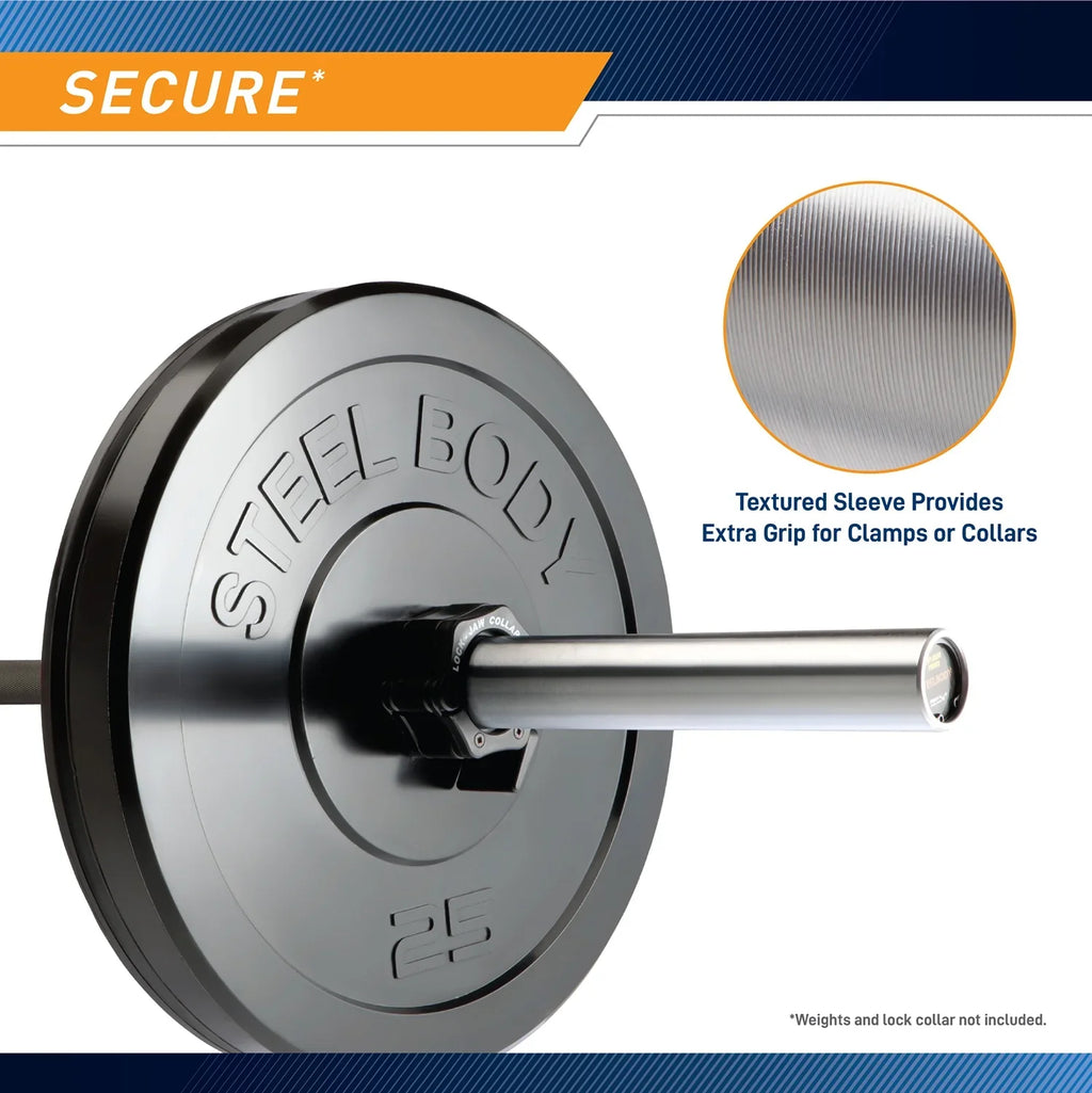 Black and Chrome 45lb Olympic Barbell | -1606BKC SteelBody