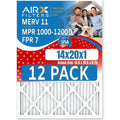 14x20x1 Air Filter  11 Rating, 12 Pack of Furnace Filters Comparable to  1000,  1200 &  7 - Made in  by     .