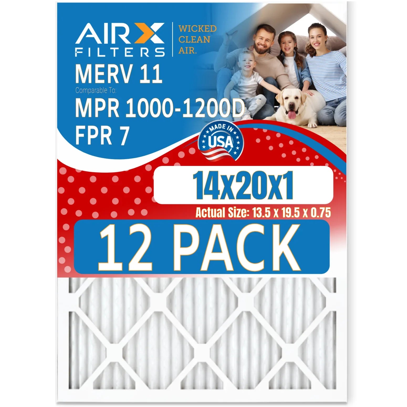 14x20x1 Air Filter  11 Rating, 12 Pack of Furnace Filters Comparable to  1000,  1200 &  7 - Made in  by     .