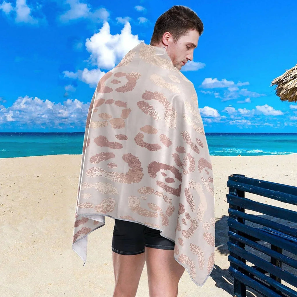 Bestwell Leopard Beach Towel Oversized Towel Blanket, Thin Lightweight Microfiber Sand Free Quick Dry Towel, 30”” Multipurpose Pool Bath Yoga Swim Shower Towel