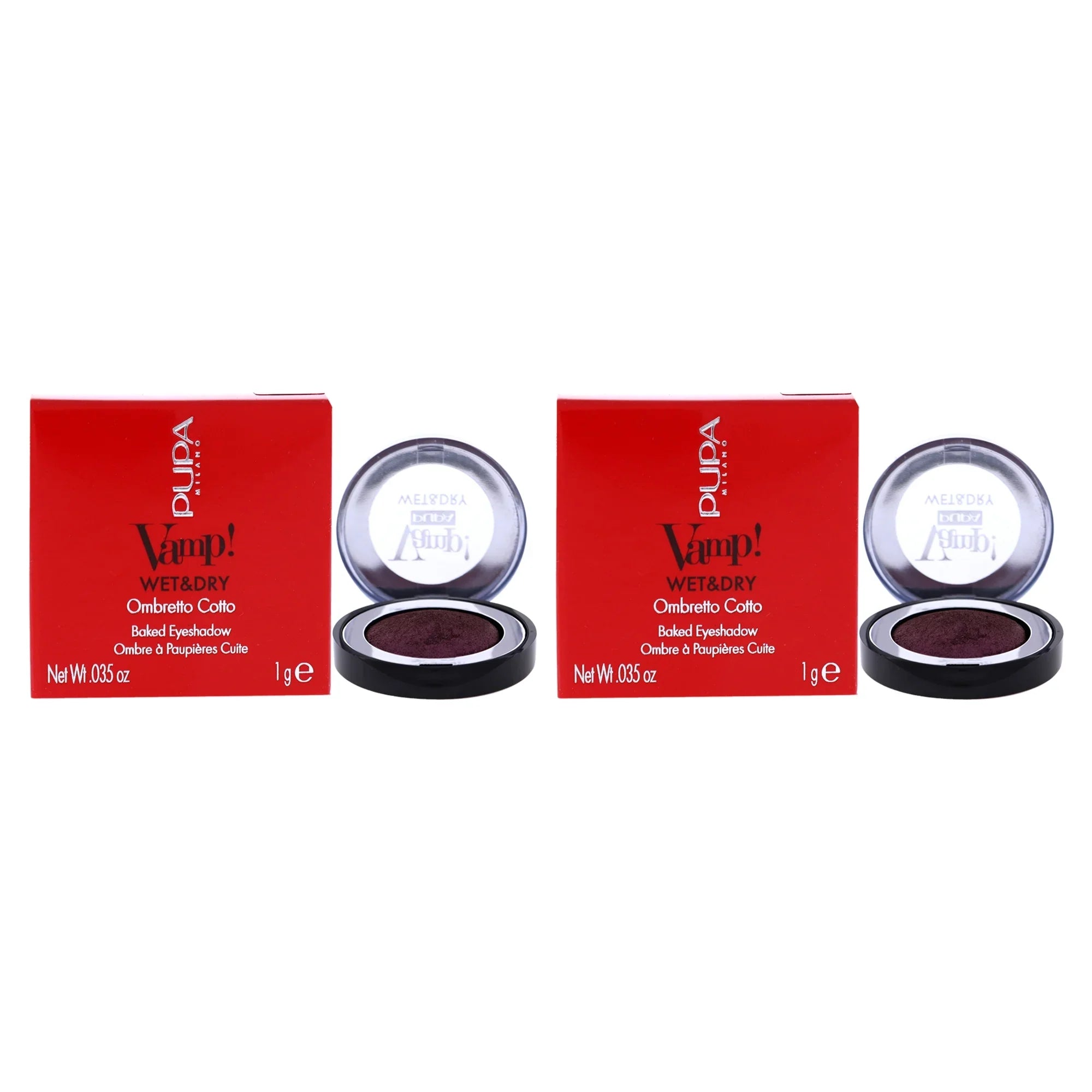 Pupa Milano Vamp! Wet and Dry Baked Eyeshadow - 205 Hot Violet - Pack of 2 - 0.035 oz Eye Shadow