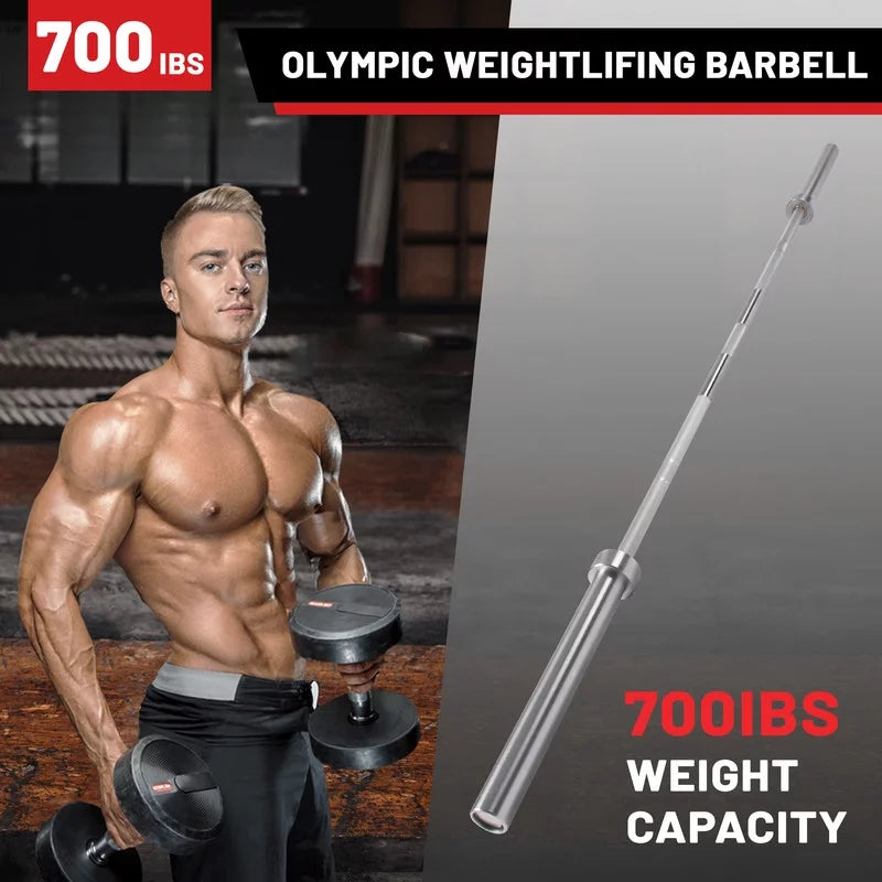 Olympic Bar Solid Chrome Barbell Weights Lifting Power Lifting Silvery Hard Chrome Barbells,700