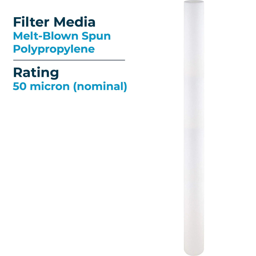 SpiroPure --40 40x2.5 50 Micron Spun Melt-Blown Polypropylene Sediment Water Filter Cartridge -25-4050 (Case of 20)
