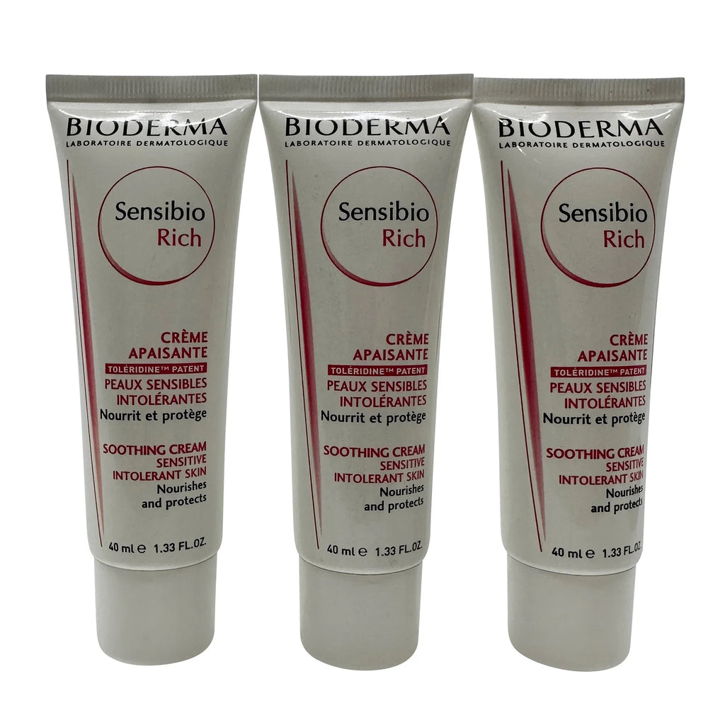 Bioderma Sensibio Rich Soothing Cream Sensitive Skin 1.33 oz Set of 3