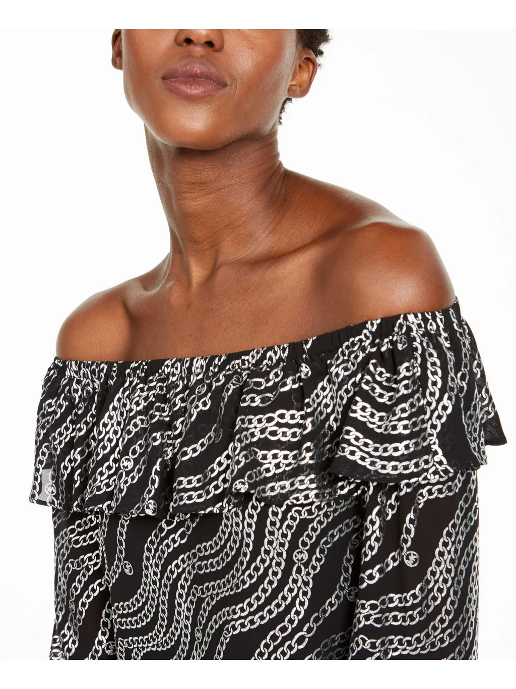 Womens Black Off Shoulder Evening Peasant Top