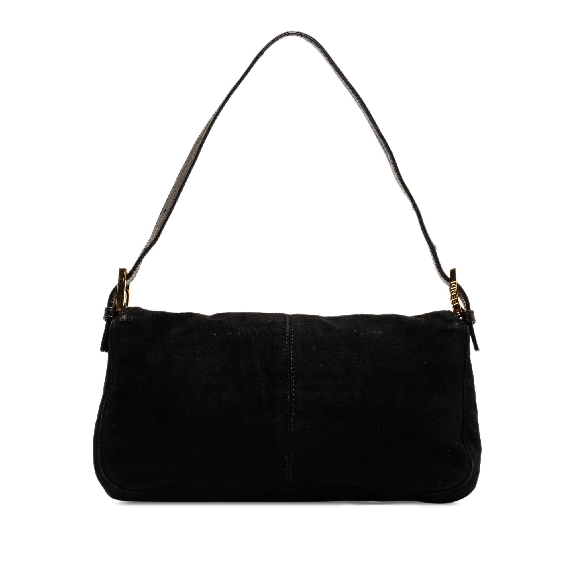 Pre-Owned Authenticated Fendi Baguette Suede Leather Black Shoulder Bag Unisex (Good)