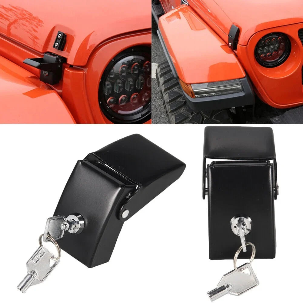 Jahy2Tech Locking Hood Latch Pins Kit for Jeep Wrangler   - Strong & Stylish - Easy Installation - High-Quality Materials