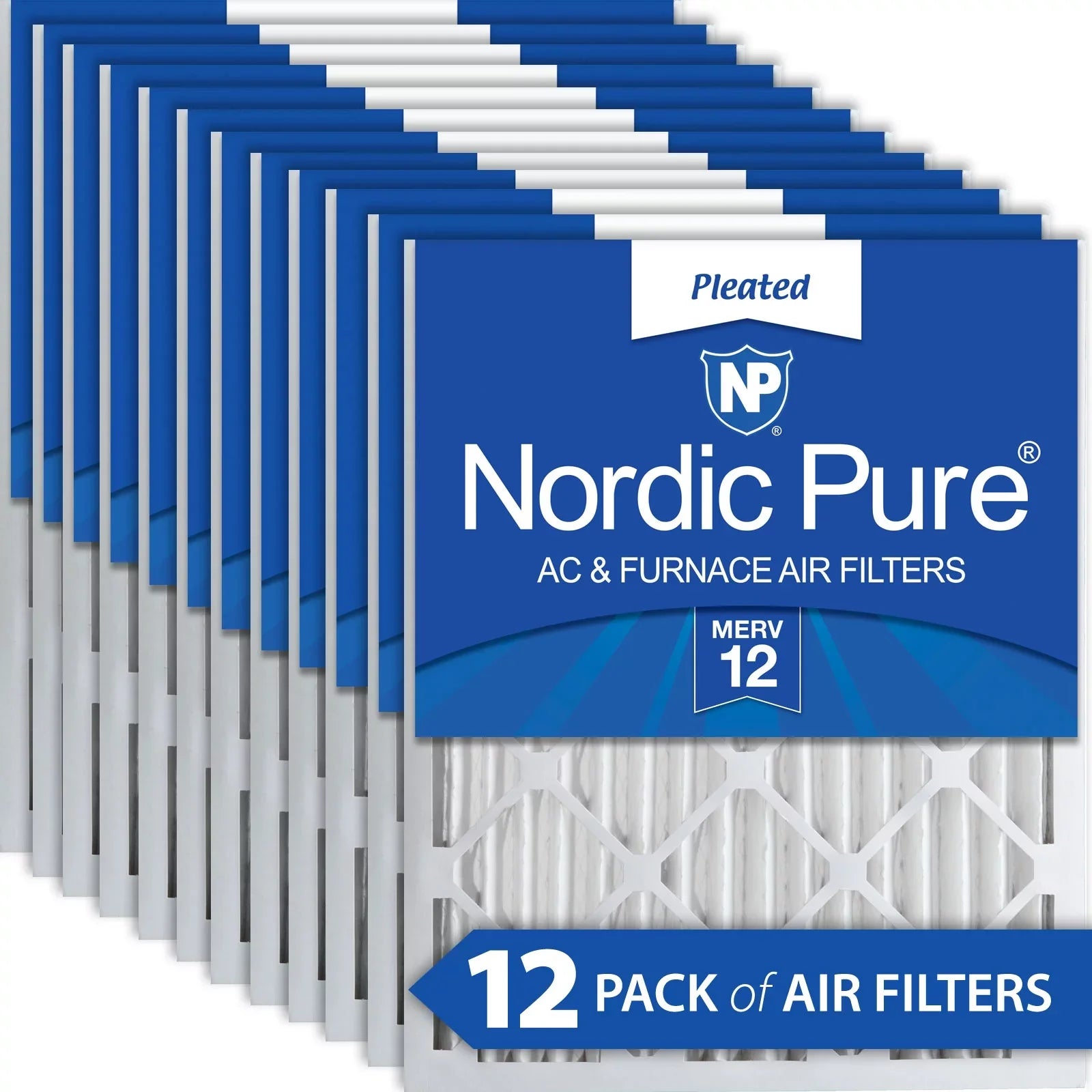 Nordic Pure 18x25x2 Pleated  12 Air Filters 12 Pack