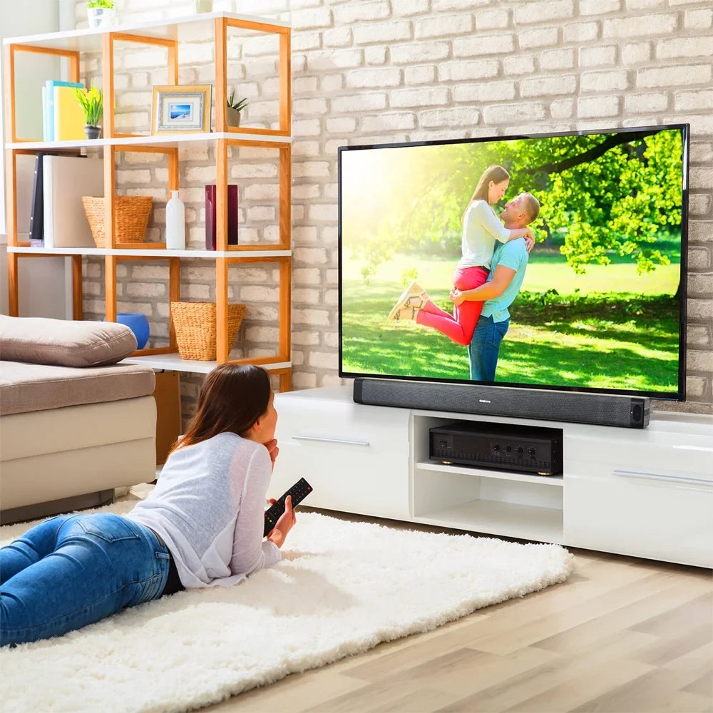Deco Gear  60W 2.0 Channel Soundbar with Built-in Dual Subwoofers and Four 2.5" Drivers Bundle with 1 Year Extended Warranty