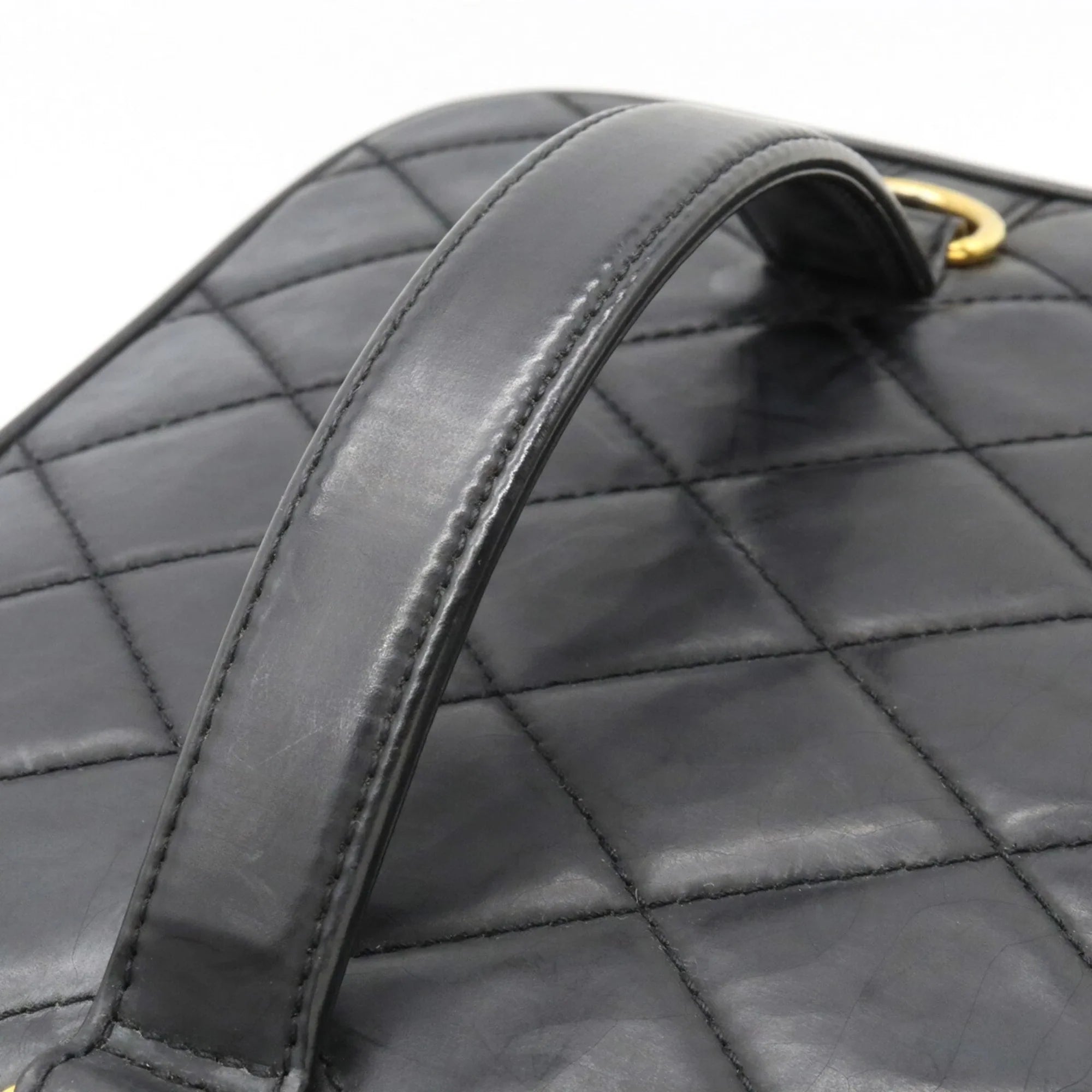 Pre-Owned  Chanel Matelasse Coco Mark Vanity Bag Handbag Shoulder Leather Black (Fair)