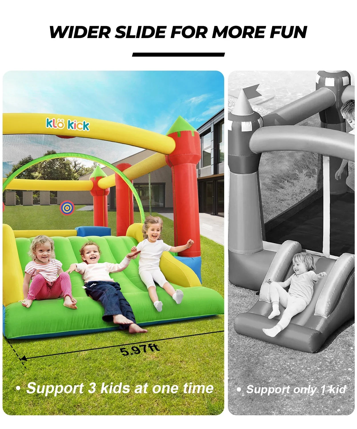 15'x 12' Large Bounce House 840D Oxford Inflatable Bouncers for 6 Kids with Blower & Slide for 3-10 Years, Child, Adult, Infant, Teen, Tween
