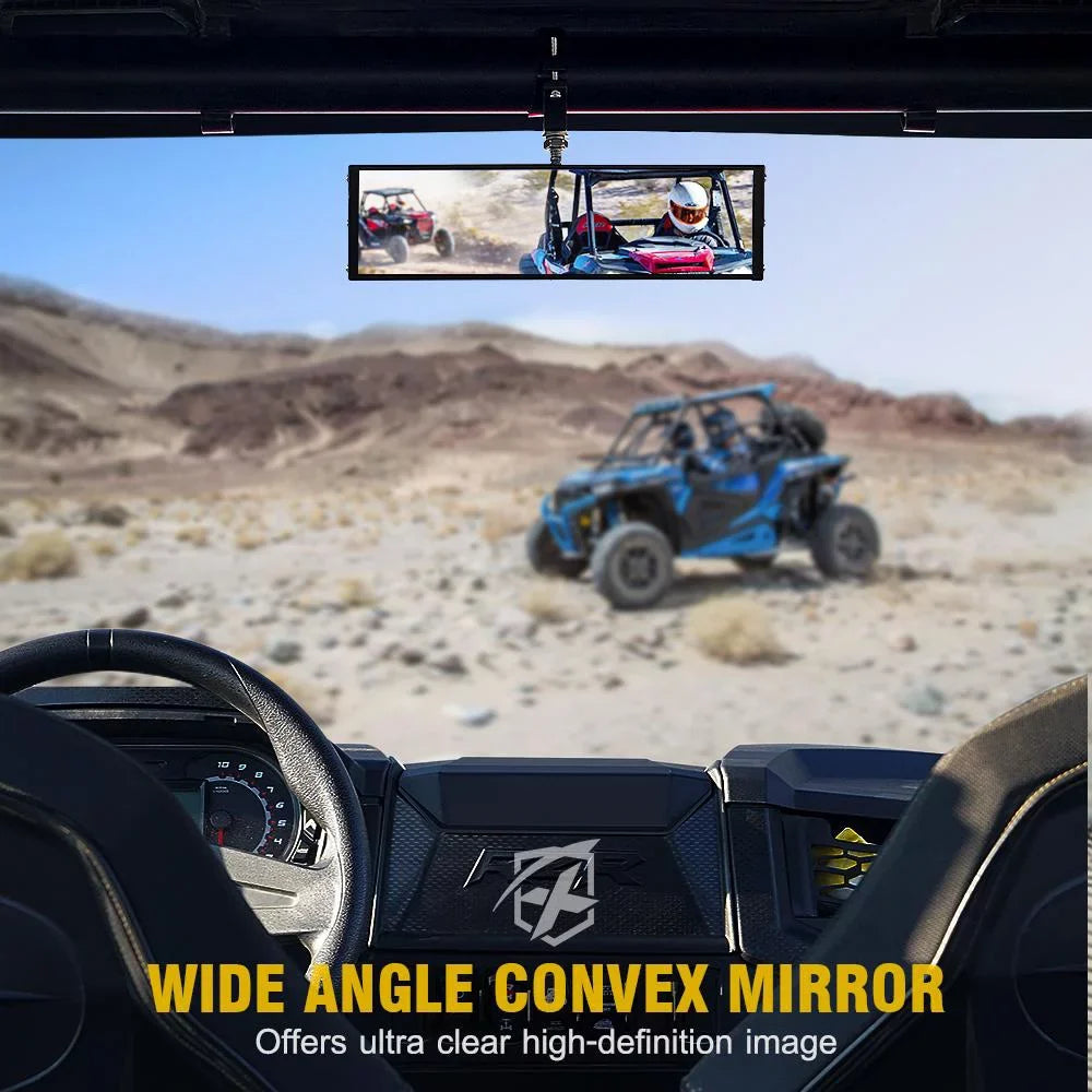 Xprite 9" Aluminum  Rear View Mirror w/ Integrated  Dome Lights fits 1.75" - 2" Rollbars