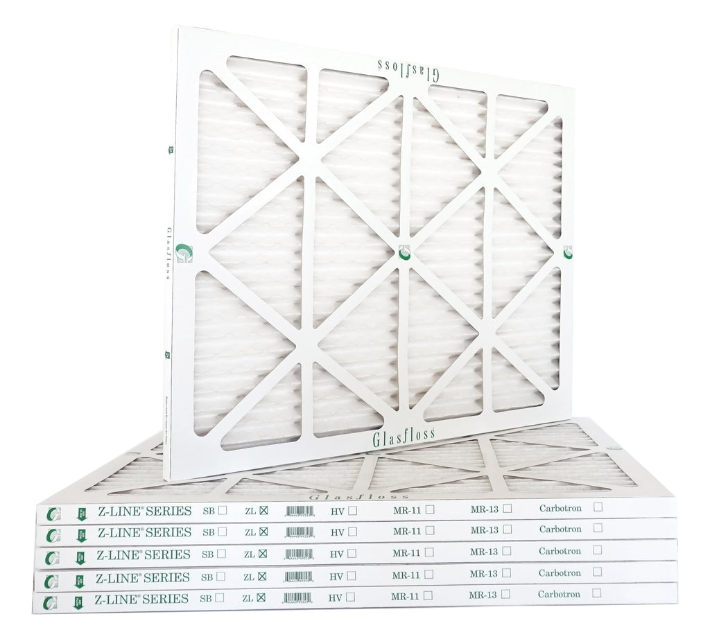 Glasfloss Air Filter 20x22x2 - 2"  10 - (Pack of 6) - Pleated  or  Air Filter - Furnace Air Filter - Home or Office - Made In The .