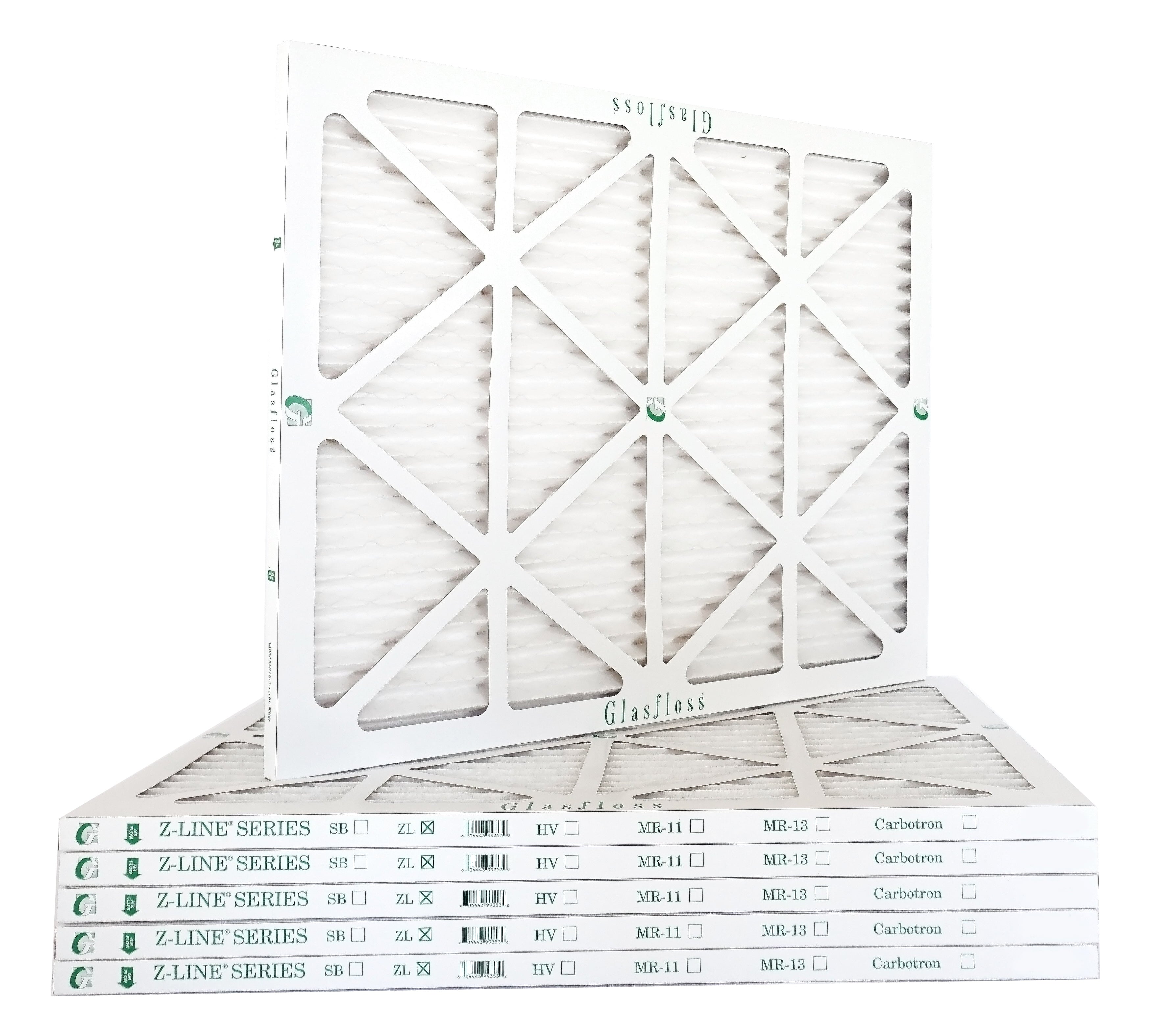 Glasfloss Air Filter 20x22x2 - 2"  10 - (Pack of 6) - Pleated  or  Air Filter - Furnace Air Filter - Home or Office - Made In The .
