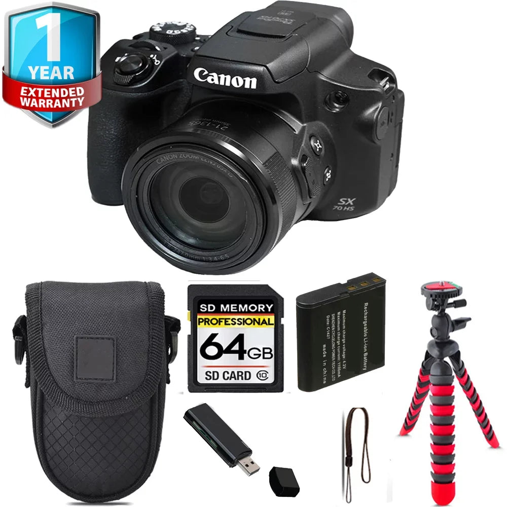 Canon PowerShot   Digital Camera + Tripod + 1 Yr Warranty - 64GB Kit