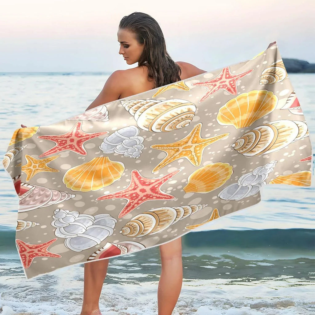 Bestwell Seashells Beach Towel - Lightweight Compact Oversized Travel Towels - Super Absorbent Quick Dry Towel for Swimming Camping Holiday#2