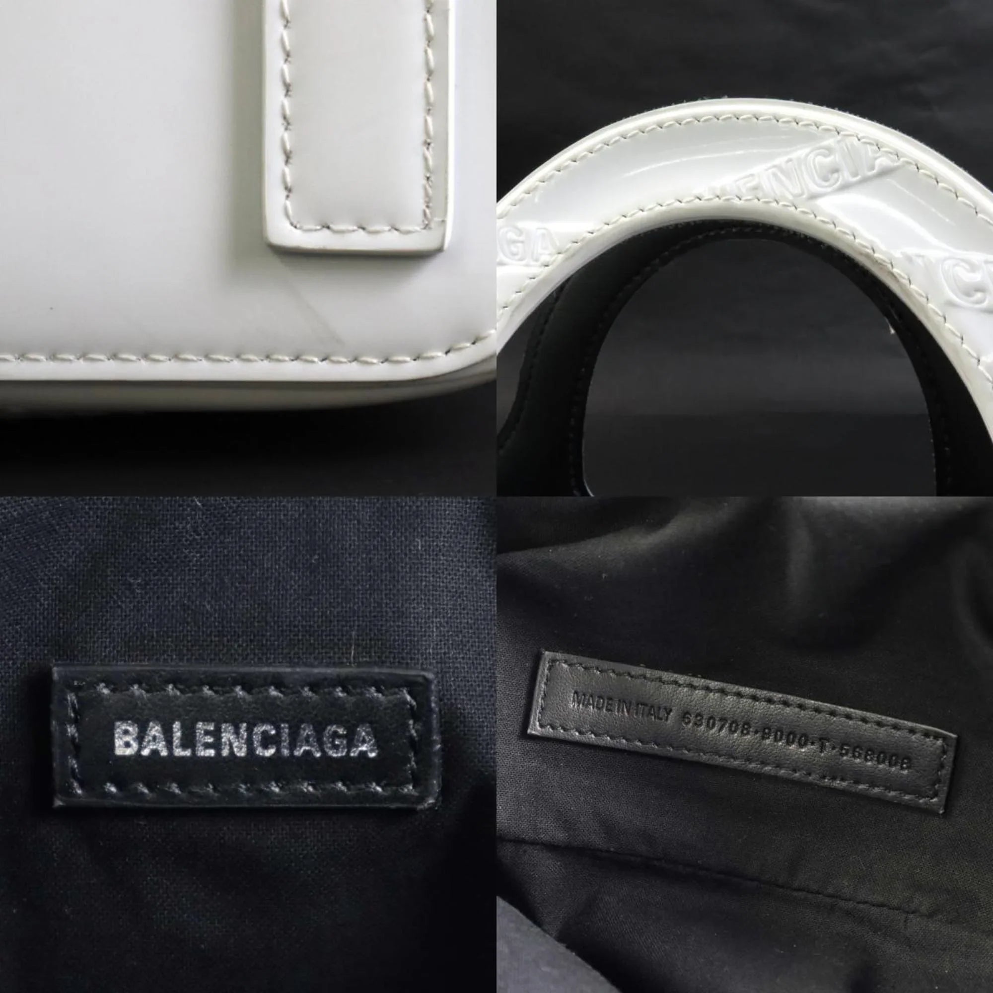Pre-Owned Balenciaga  handbag diagonal shoulder bag patent leather white ladies 630708 (Good)