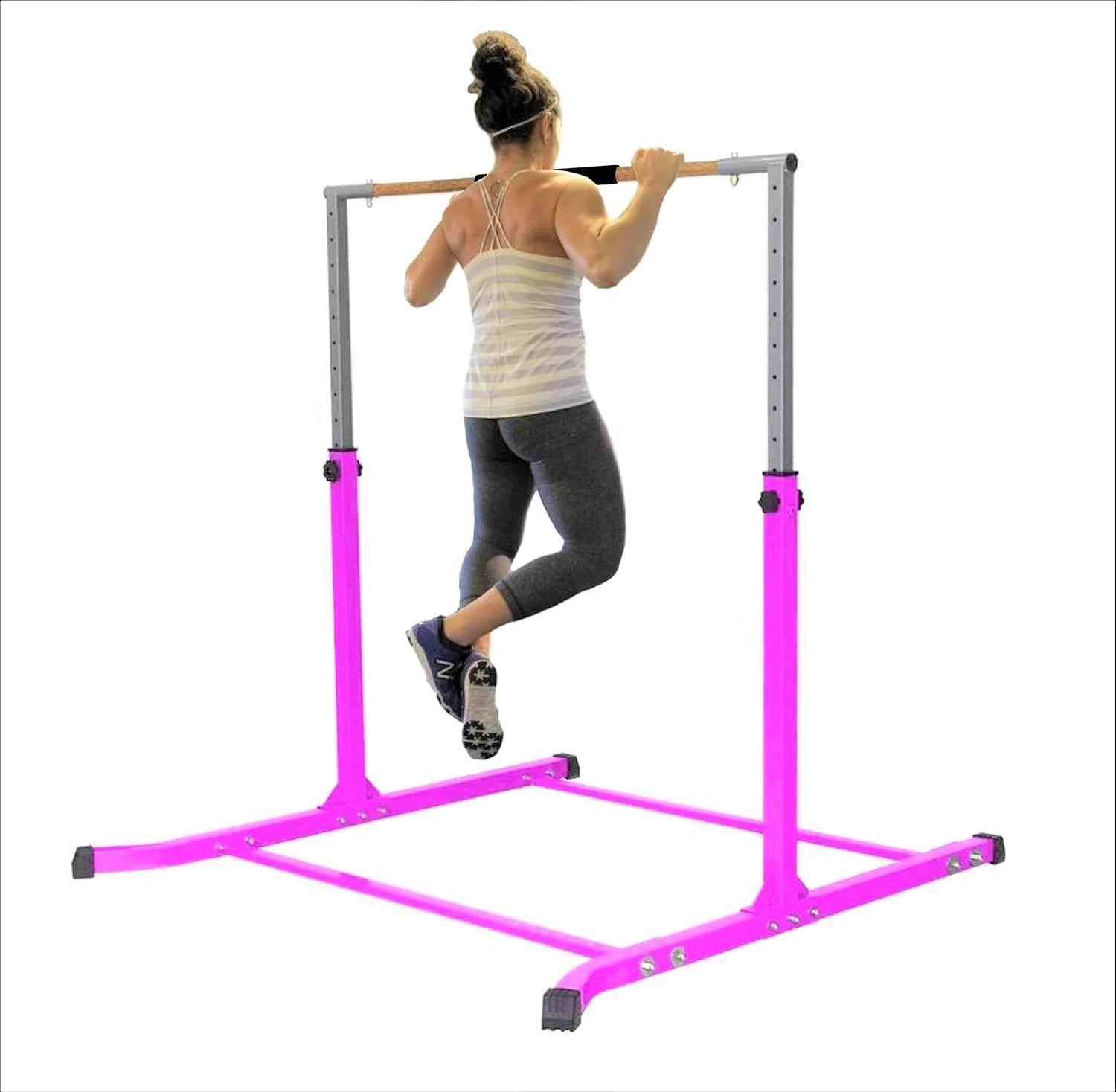 Expandable Pink Athletic Bar for Gymnastics Training with Free Removable Foam Pad