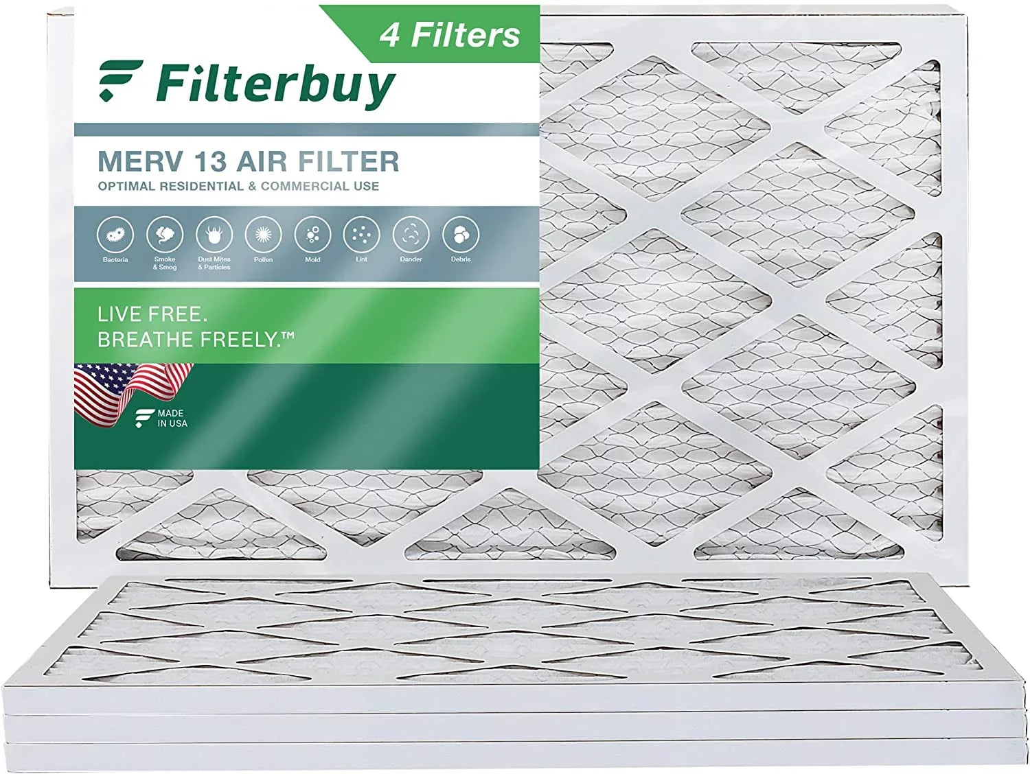 Filterbuy 20x36x1  13 Pleated   Furnace Air Filters (4-Pack)